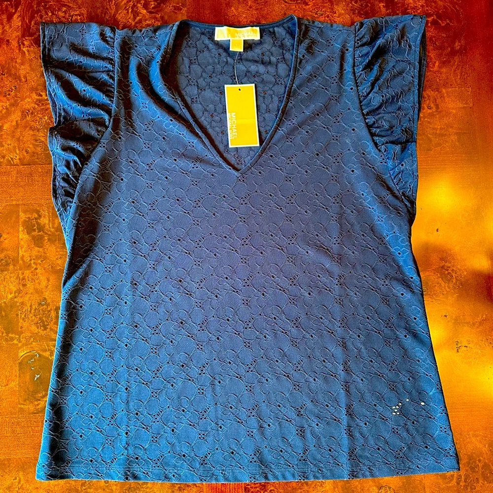 MICHAEL KORS Blouse Floral Lace Eyelot